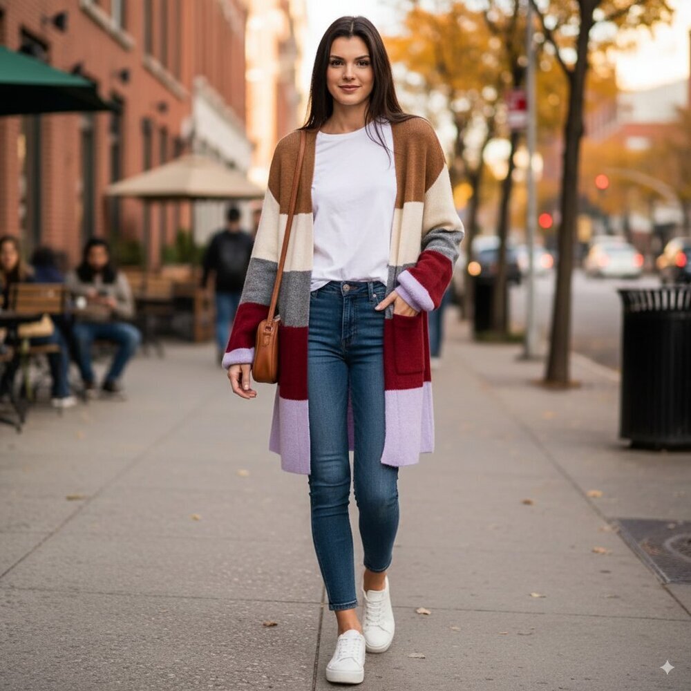 Moon River Bubble Sleeve Oversized Cardigan